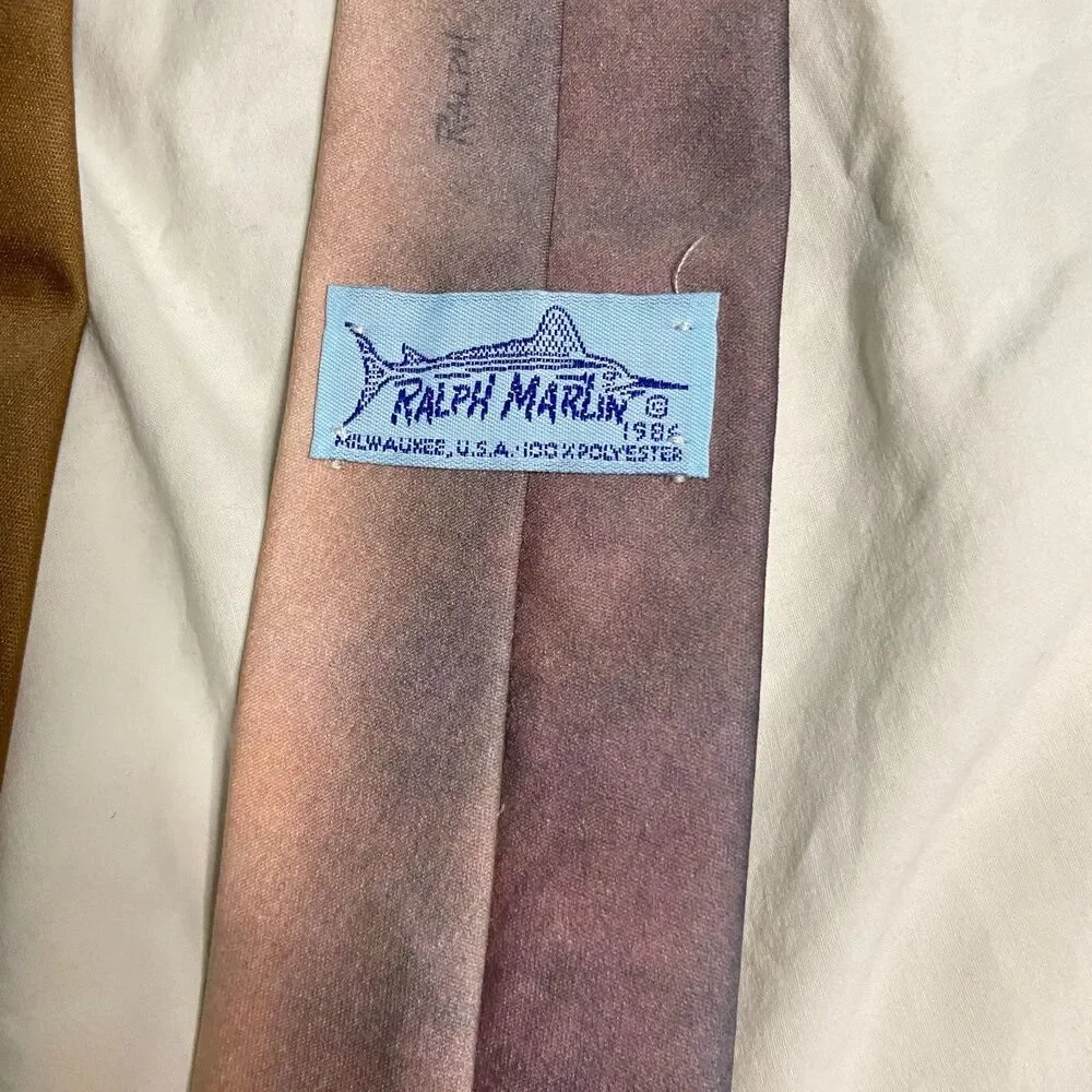 #7366 RALPH MARLIN BROWN STRIPED VINTAGE POLYESTER NECKTIE TIE 2.5X55 IN